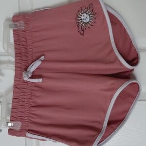 Track Shorts Pink With White Lining And Cool Sun And Moon Patch. Size M To Lg